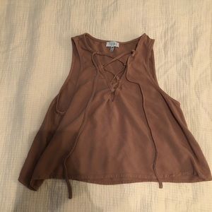 Mauve Lace Up Crop Top